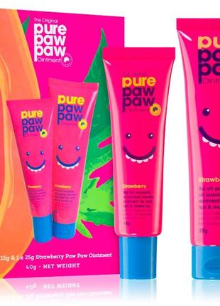 Набір відновлюючих бальзамів для губ Pure Paw Paw Duo Strawber...