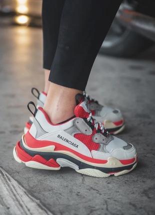 Кроссовки balenciaga triple s red/grey