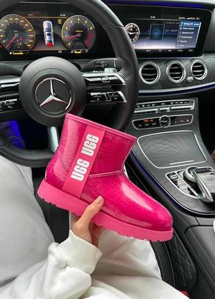 Зимние женские ботинки ugg classic mini clear crimson premium