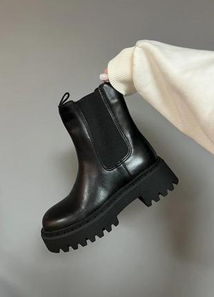 Женские ботинки leather tractor black