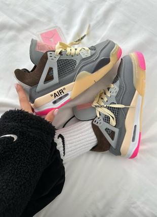 Женские кроссовки nike air jordan retro 4 x off white « grey /...