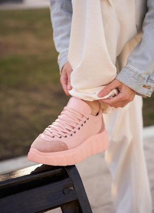 Женские кроссовки leather/suede pink