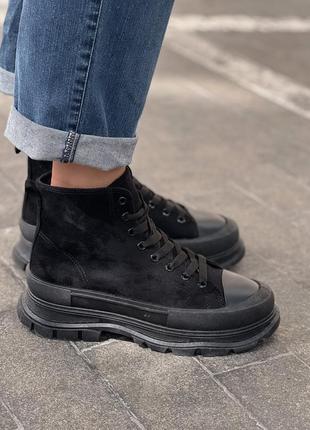 Женские ботинки high suede black