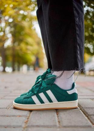 Женские кроссовки adidas campus 00s dark green white