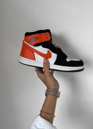 Мужские кроссовки nike air jordan 1 retro orange  black