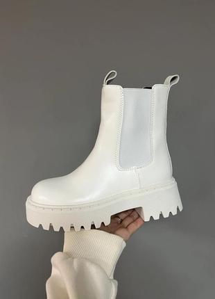 Женские ботинки leather tractor white