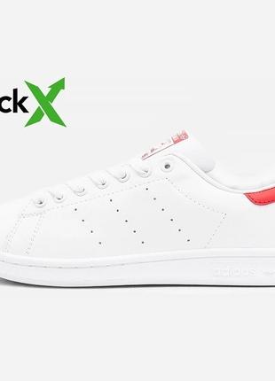 Женские кроссовки adidas stan smith white/red