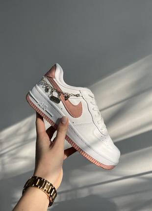 Женские кроссовки nike air force 1 low white/pink