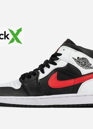 Женские кроссовки nike air jordan 1 white - red