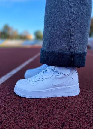 Кроссовки nike air force 1 classic high white premium