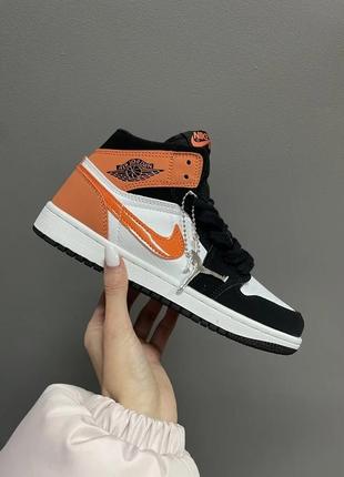 Кроссовки nike air jordan retro 1 «orange patent swoosh» 41, о...