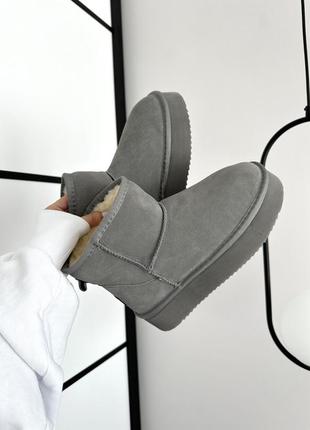 Зимние женские ботинки ugg mini platform cool grey suede 💙 38 41