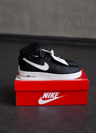 Nike air force 1 high black/white (фліс)