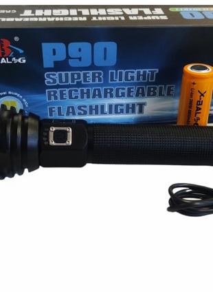 Ліхтарик фонарь військово-тактичний диод X-BALOG P90 USB ZOOM ...
