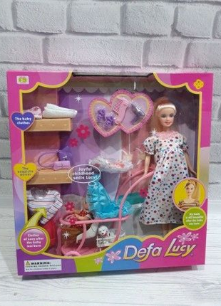Лялька "Дефа" вагiтна з коляскою(8049)