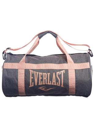 Спортивна сумка в зал everlast оригінал сіра з кораловим