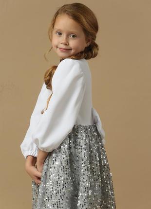 Детское белое нарядное платье с паетками для девочки 2 3 4 5  ...