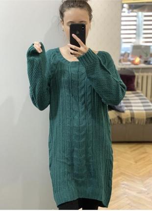 Вязаное платье зеленого цвета xxl takko fashion