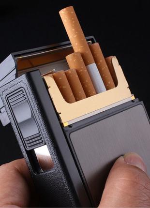 Портсигар для пачки сигарет + зажигалка + запасная спираль