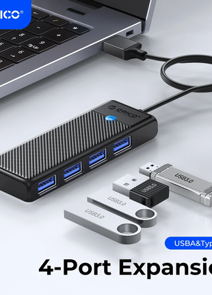 USB 3.0 хаб ORICO PAPW4A, разветвитель на четыре порта с кабелем