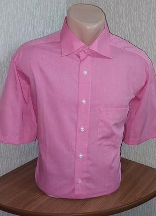 Стильная розовая рубашка в тонкую полоску marvelis non iron, м...
