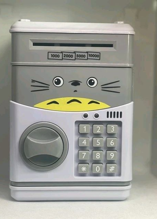 Скарбничка сейф дитяча інтерактивна іграшка Кіт Сірий з кодовим з