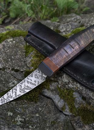 Нож нескладной ручной работы (сталь К110)+чехол из кожи