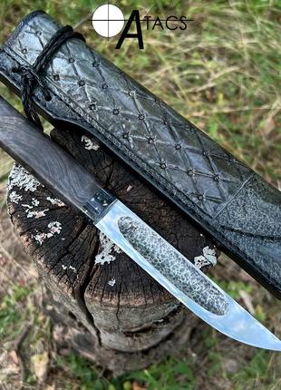 Нож ручной работы Якут-386 с кожаным чехлом (Сталь 95х18)