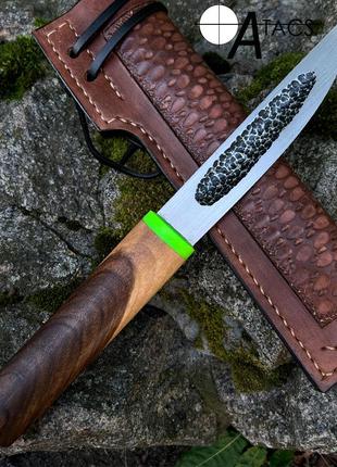 Нож ручной работы Якут-357 с кожаным чехлом (Сталь N690)