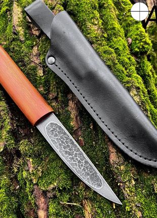 Нож ручной работы Якут-46 с кожаным чехлом (сталь ШХ15)