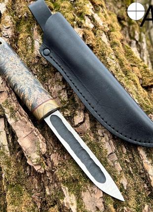 Нож ручной работы Якут-179 с кожаным чехлом ( сталь 95х18 )