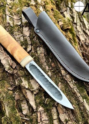 Нож ручной работы Якут-222 с кожаным чехлом (СТАЛЬ 95-18)