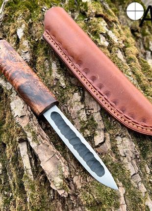 Нож ручной работы Якут-181 с кожаным чехлом ( сталь 95х18 )