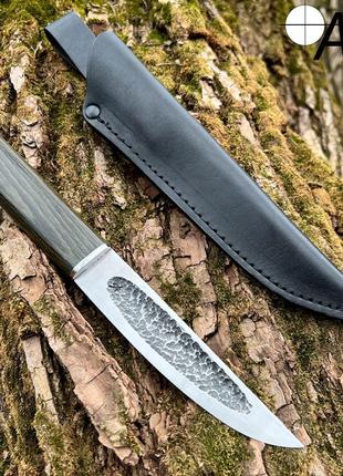 Нож ручной работы Якут-157 с кожаным чехлом (Сталь N690)