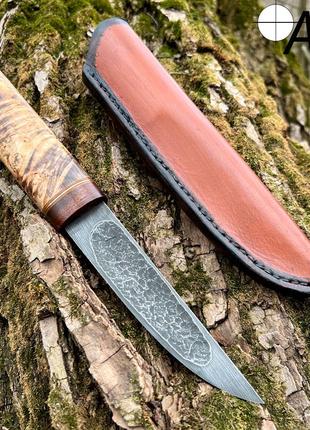 Нож ручной работы Якут-160 с кожаным чехлом (сталь ШХ15)