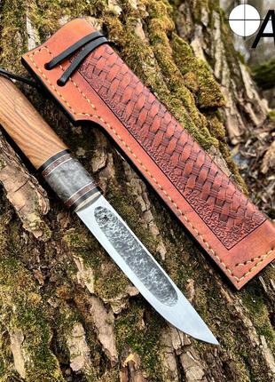Нож ручной работы Якут-154 с кожаным чехлом (Сталь 95-18)