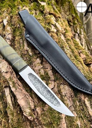 Нож ручной работы Якут-184 с кожаным чехлом (Сталь N690)