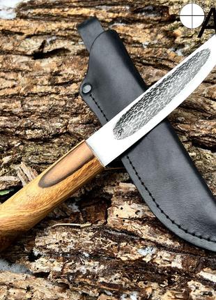 Нож ручной работы Якут-85 с кожаным чехлом (Сталь N690)