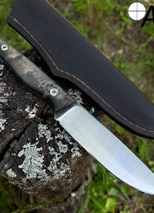 Нож ручной работы "Охотник-249" сталь N690 + чехол с натуральн...