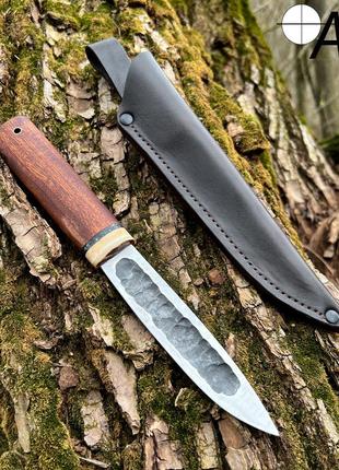 Нож ручной работы Якут-225 с кожаным чехлом ( сталь 95х18 )