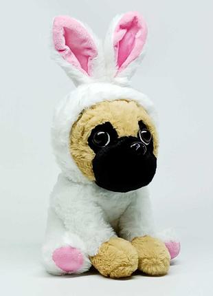 Мягкая игрушка Shantou собачка мопс в костюме зайца K4202