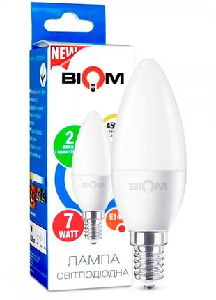 Світлодіодна лампа biom bt-570 c37 7w e14 4500 k (свічка)
