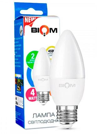 Світлодіодна лампа biom bt-548 4w e27 4500 k (свічка)