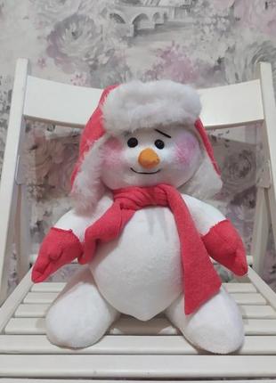Снеговик кукла под елку красный мальчик новогодний декор 30 см...