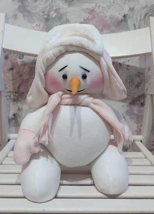 Снеговик кукла под елку розовая девочка новогодний декор 30 см...