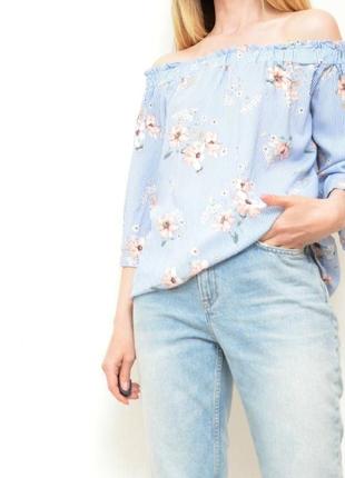🔥розпродаж🔥 літня блуза в смужку з квітковим принтом від f&f