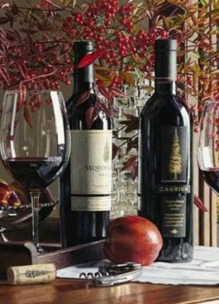 Алмазная мозаика вышивка Натюрморт с бокалом красного вина Вин...