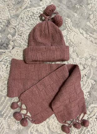 Шикарный теплый комплект: шапка + шарф