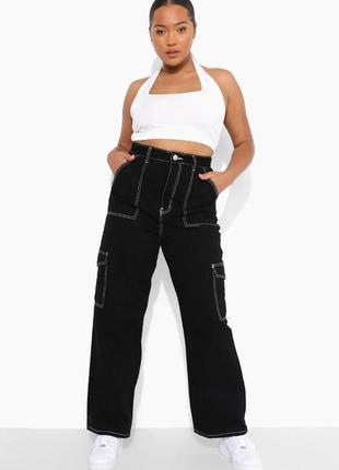 Прямые джинсы большого размера с контрастными швами boohoo, 4xl