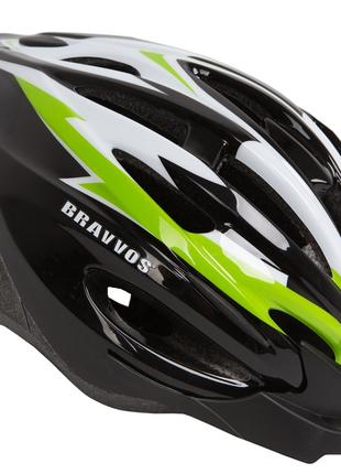 Шлем велосипедный HEL126 черно-бело-салатный L